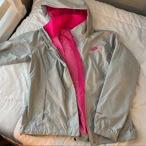grey north face jacket